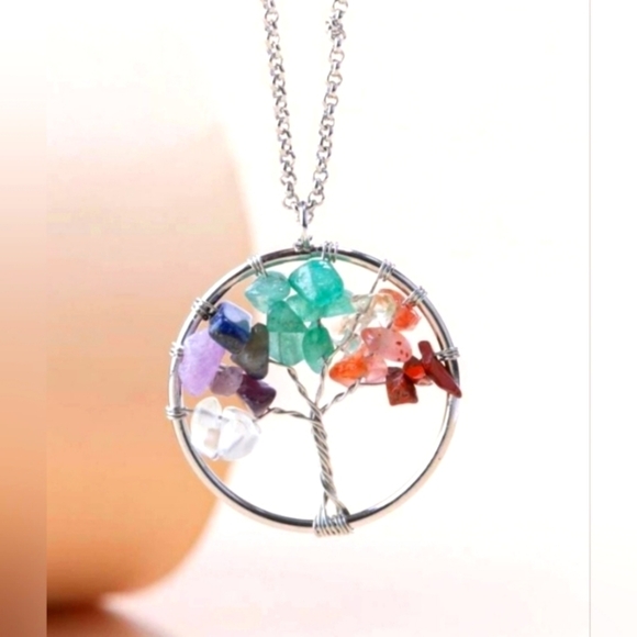 Sale! Chakra Stone Tree Of Life necklace - Picture 1 of 3